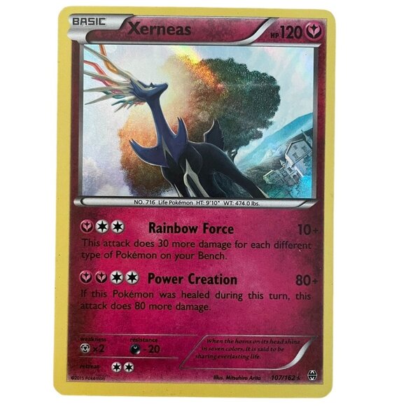 Pokemon  2015 Xerneas  XY BREAKthrough Holo Card 107/162 Basic HP120 - Picture 4 of 8